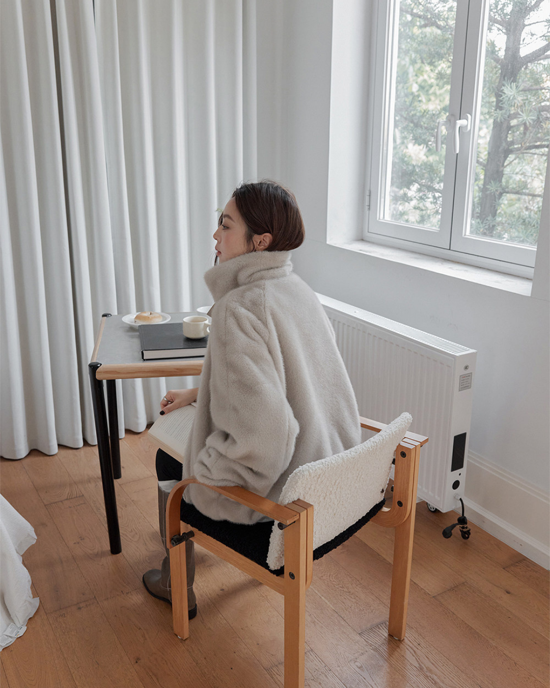 reversible fur collar jacket 1color 【NINE7280】
