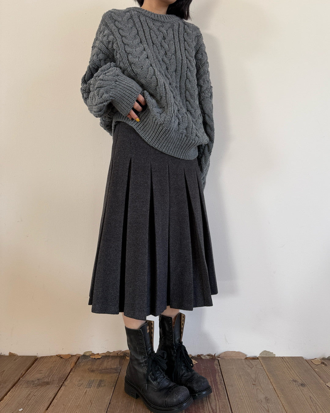 cable knit loose fit sweater 3color 【NINE7267】