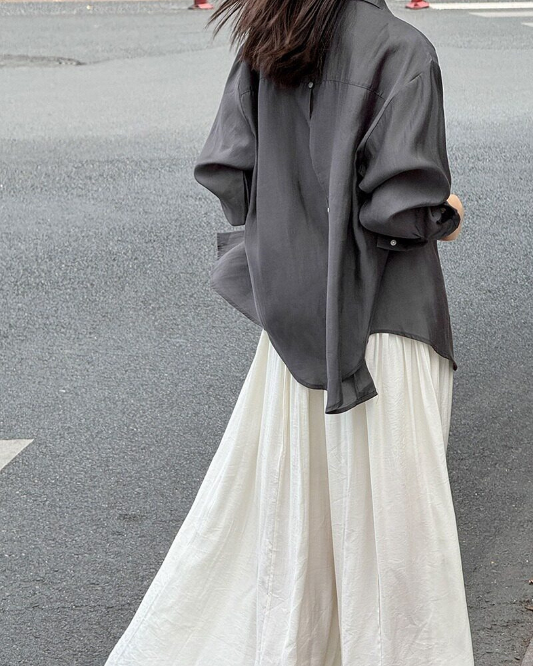 back button split sheer long sleeve shirt 5color 【NINE7319】