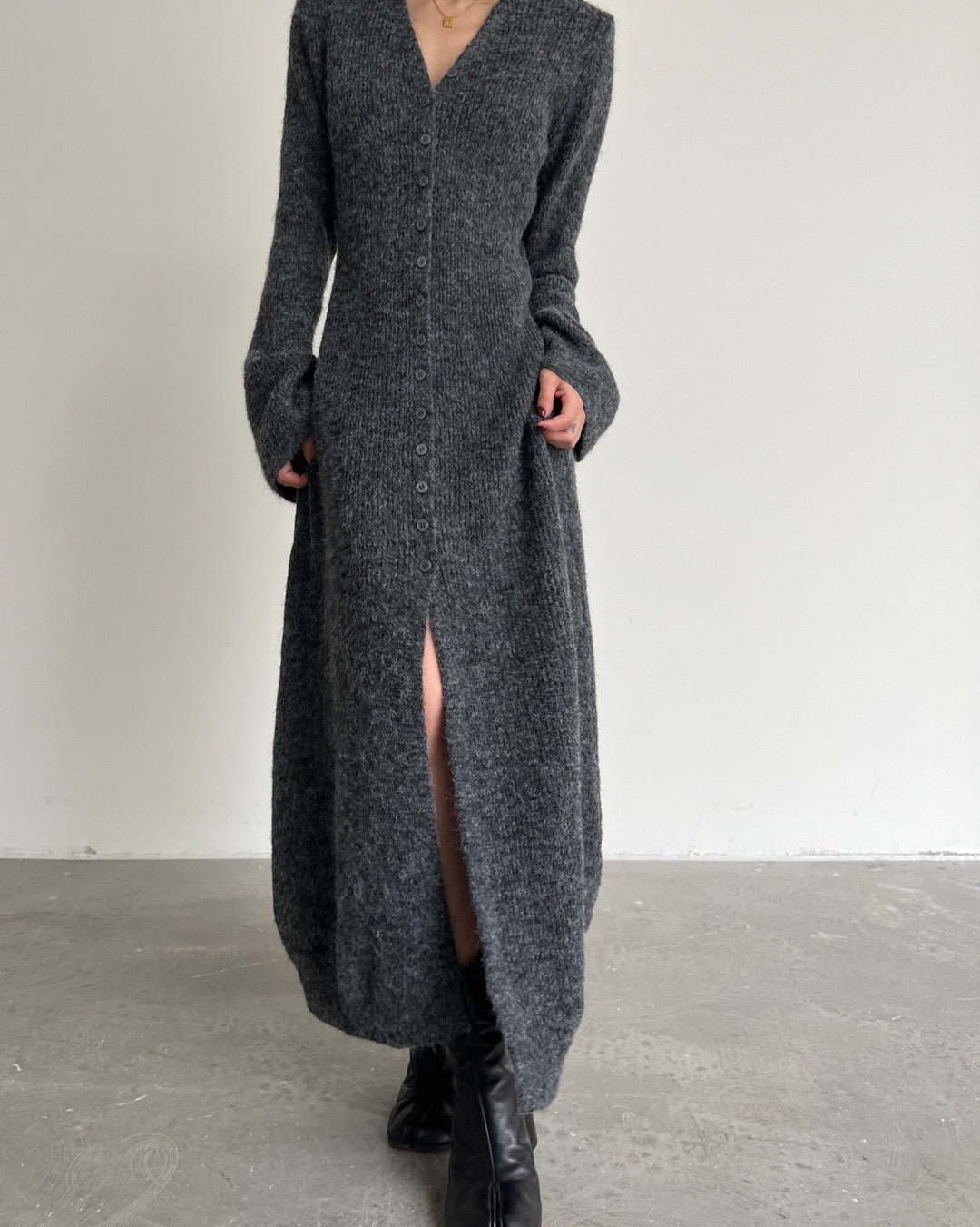 long slit button knit cardigan 2color 【NINE7273】