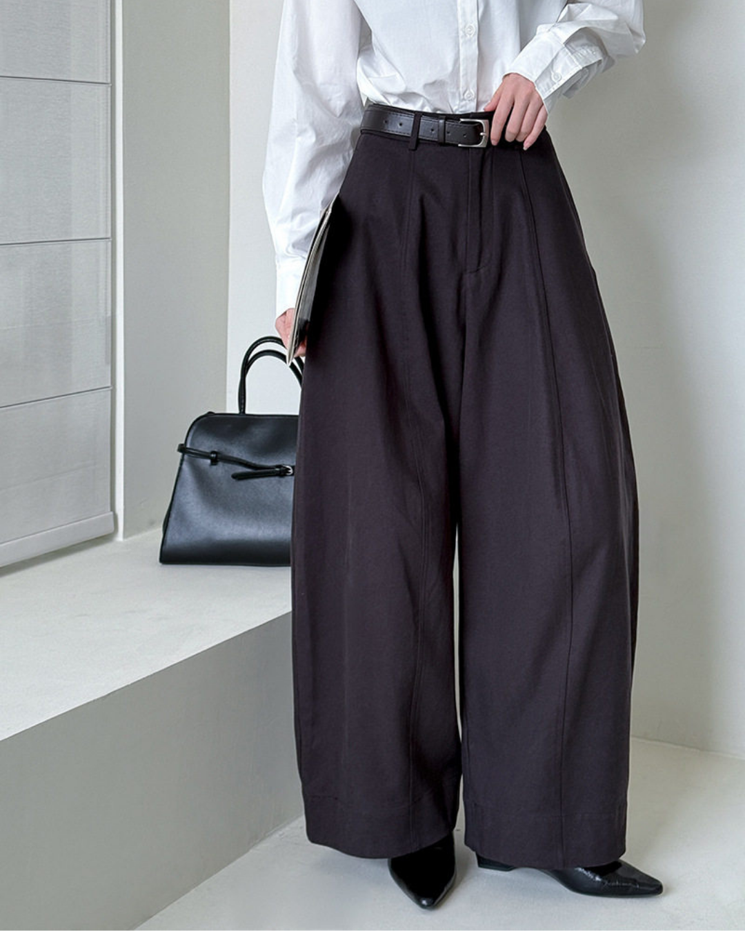 balloon curve wide leg pants 2color 【NINE7324】
