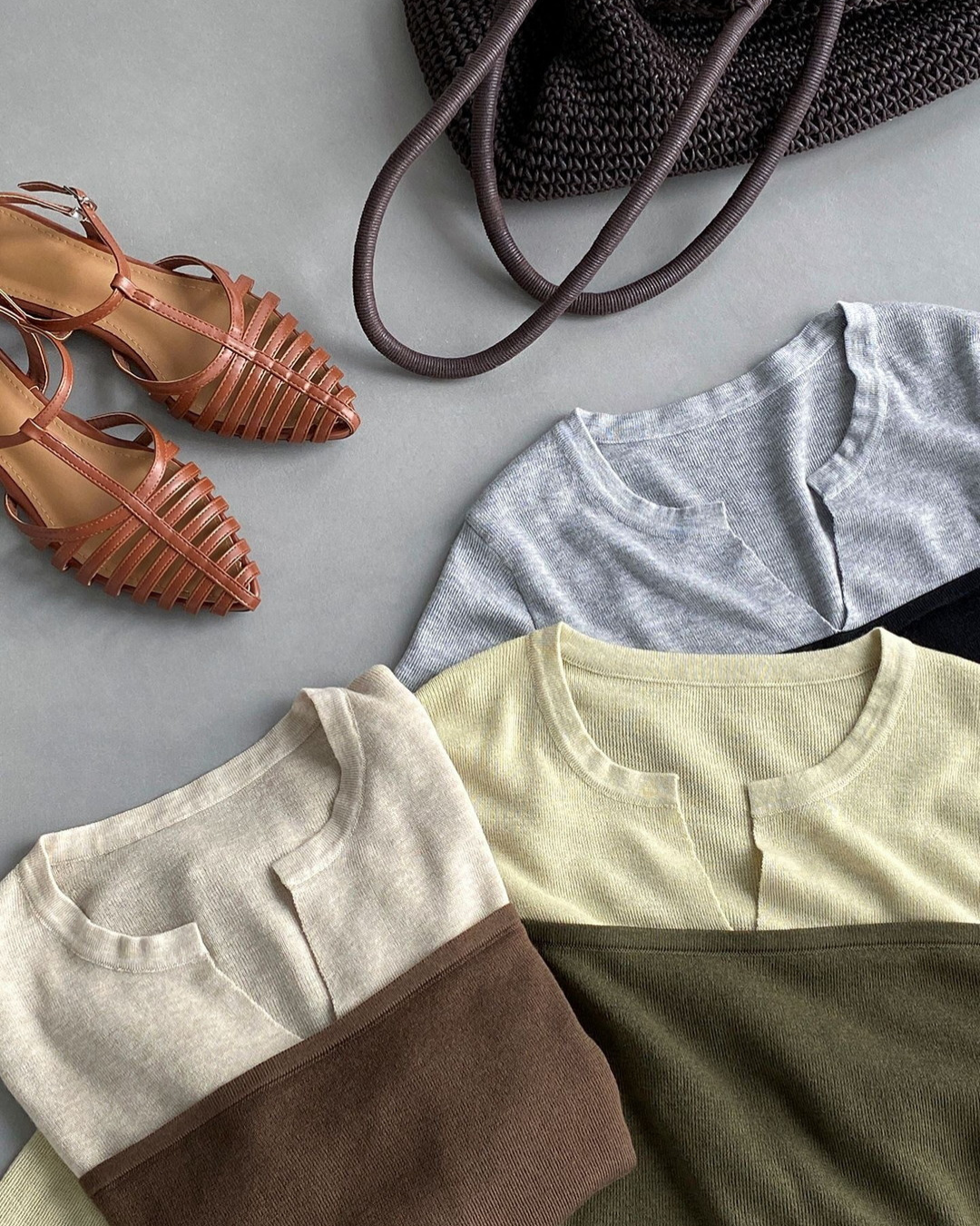 color block belt long sleeve knit 3color 【NINE7314】