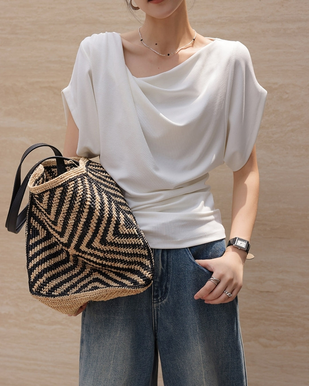 shaped drape tops 2color【NINE0213】
