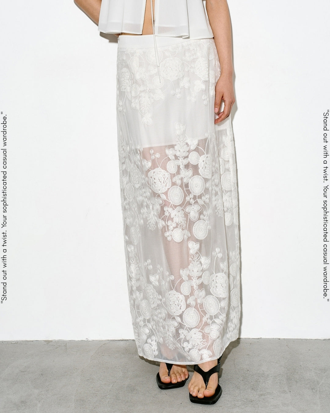 lace sheer long skirt【NINE0346】