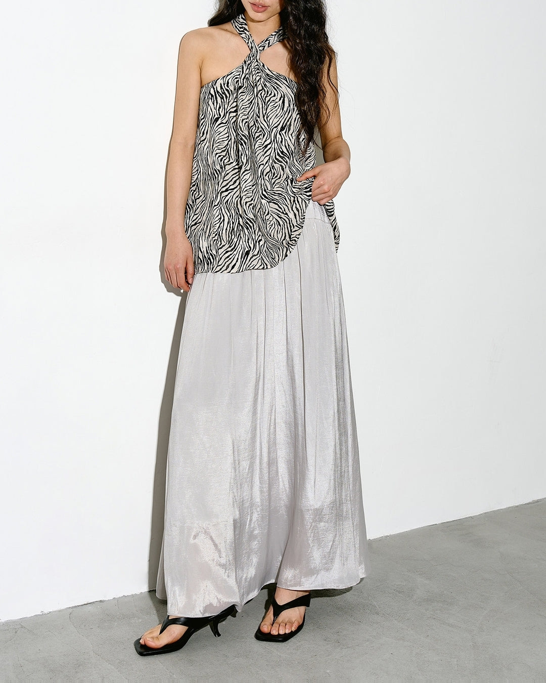 asymmetrical waist gathered skirt【NINE0347】
