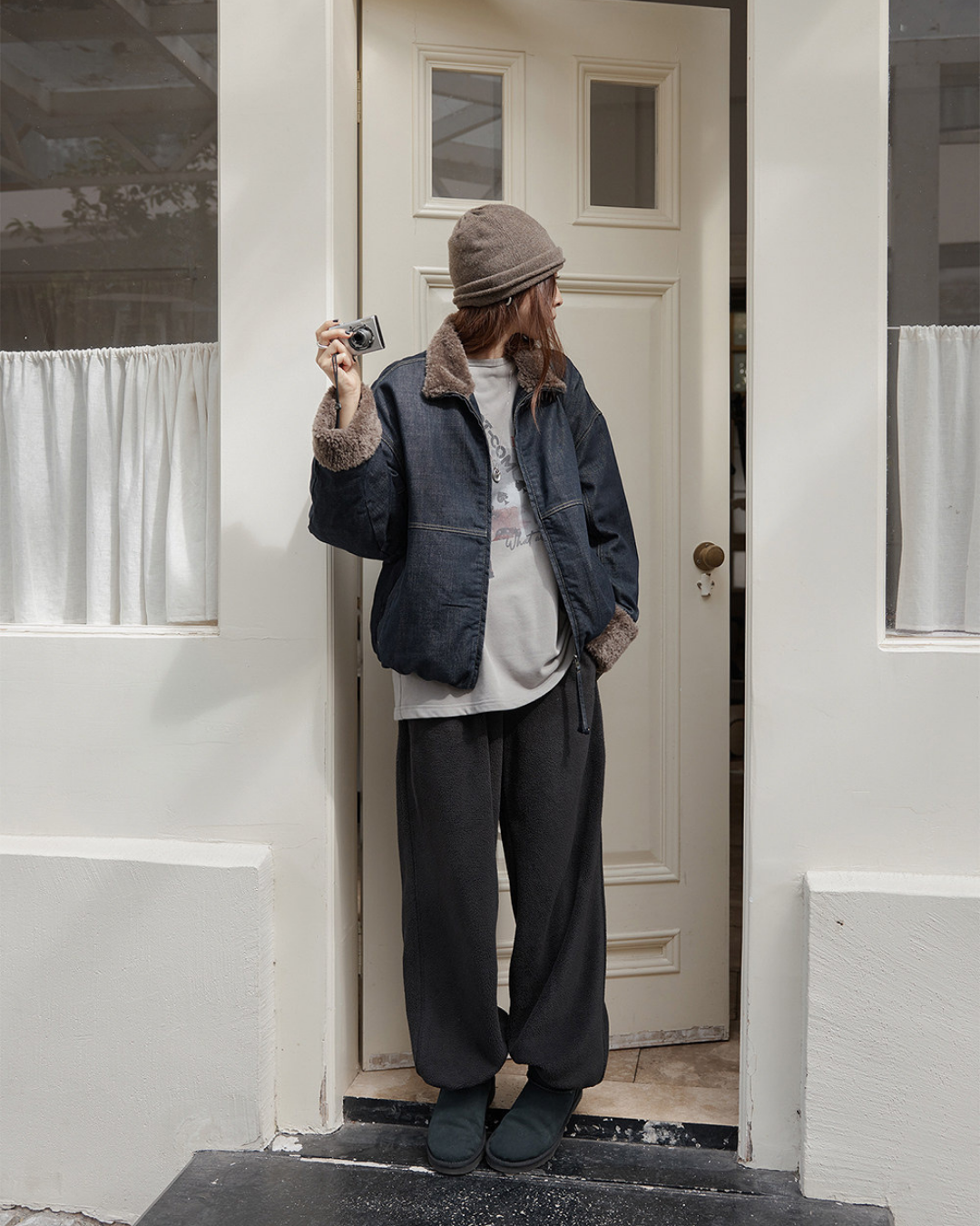 fleece wide leg sweatpants 2color 【NINE7275】