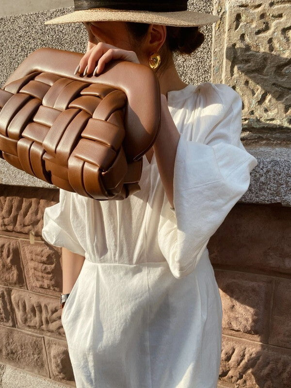 balloon-sleeve chic Ivory color long one-piece【NINE7750】