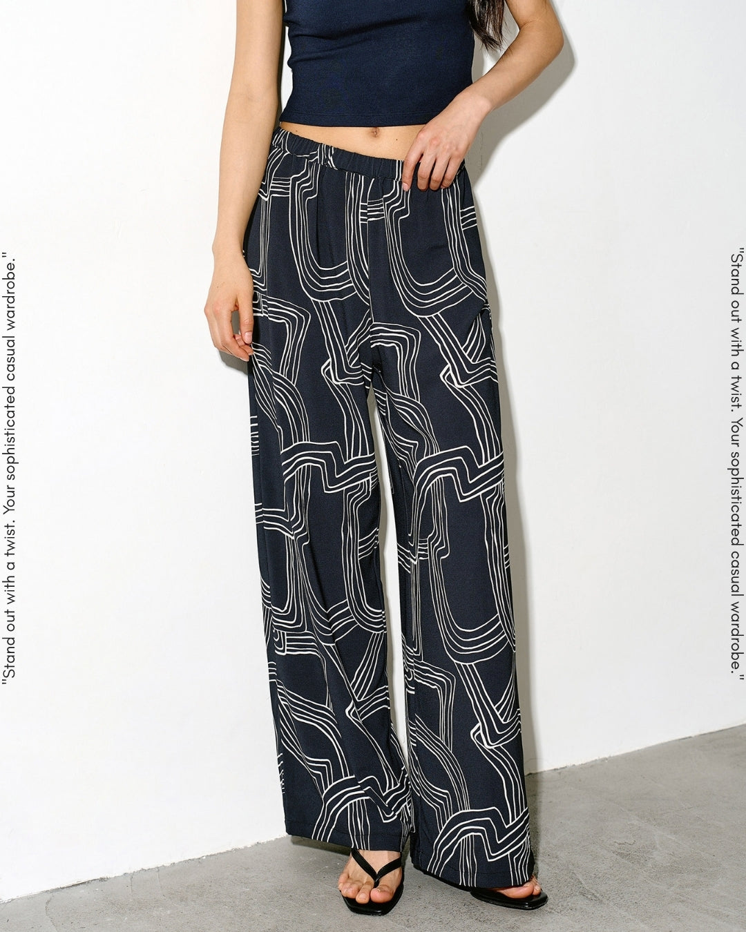 geometric-patterned wide leg pants【NINE0328】