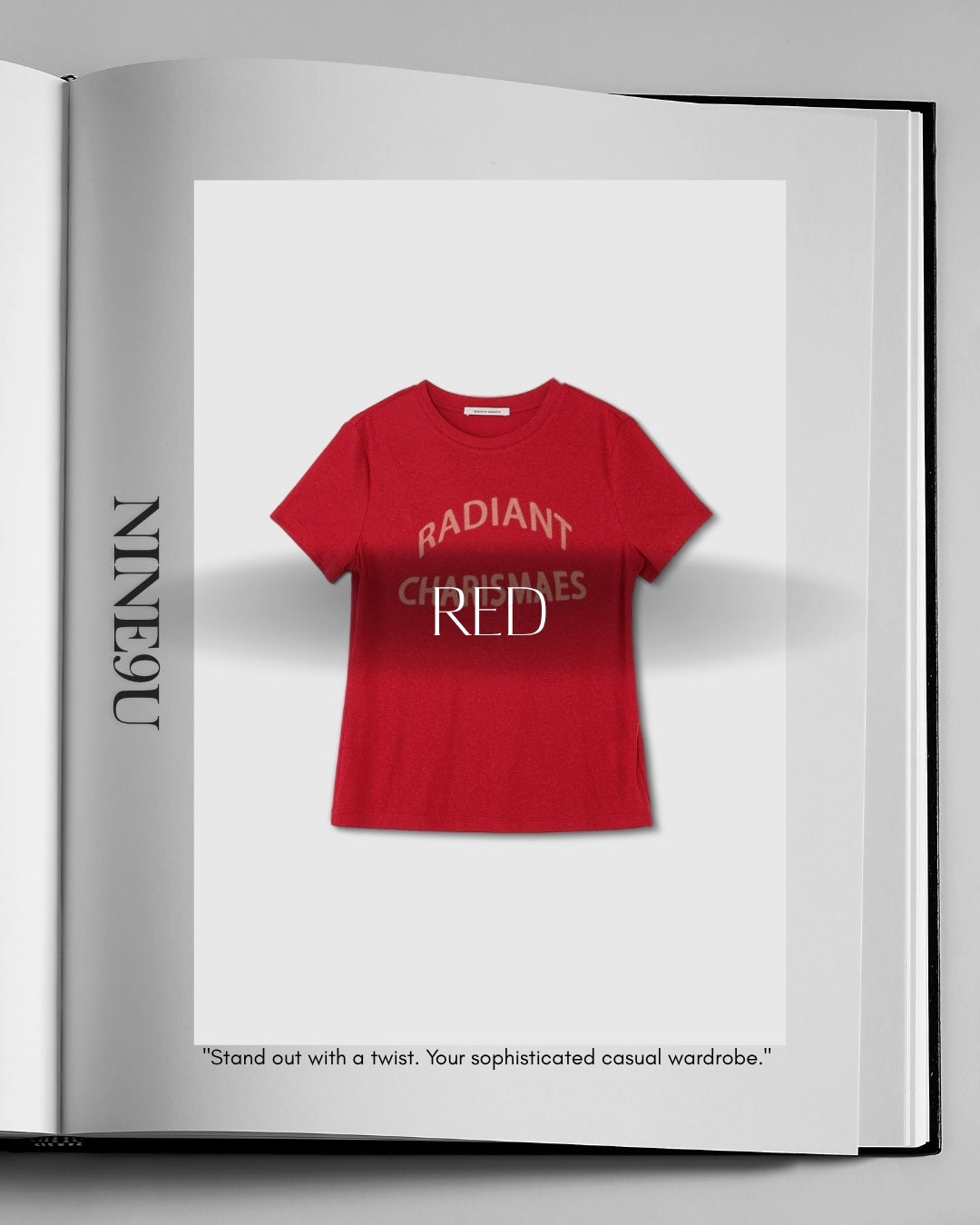 lettering print slim fit t-shirt 2color【NINE0350】