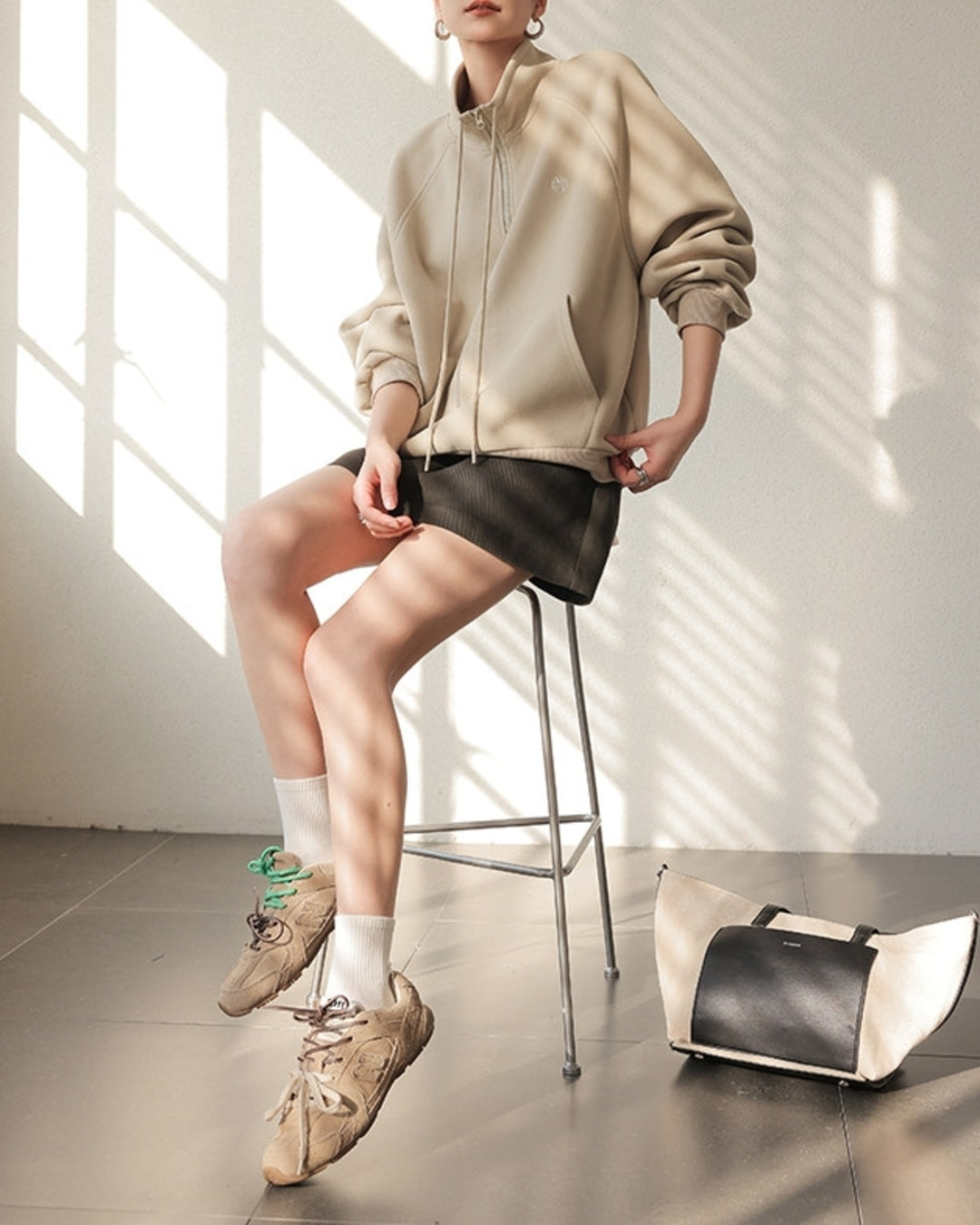 stand collar half-zip sweatshirt 2color【NINE0223】