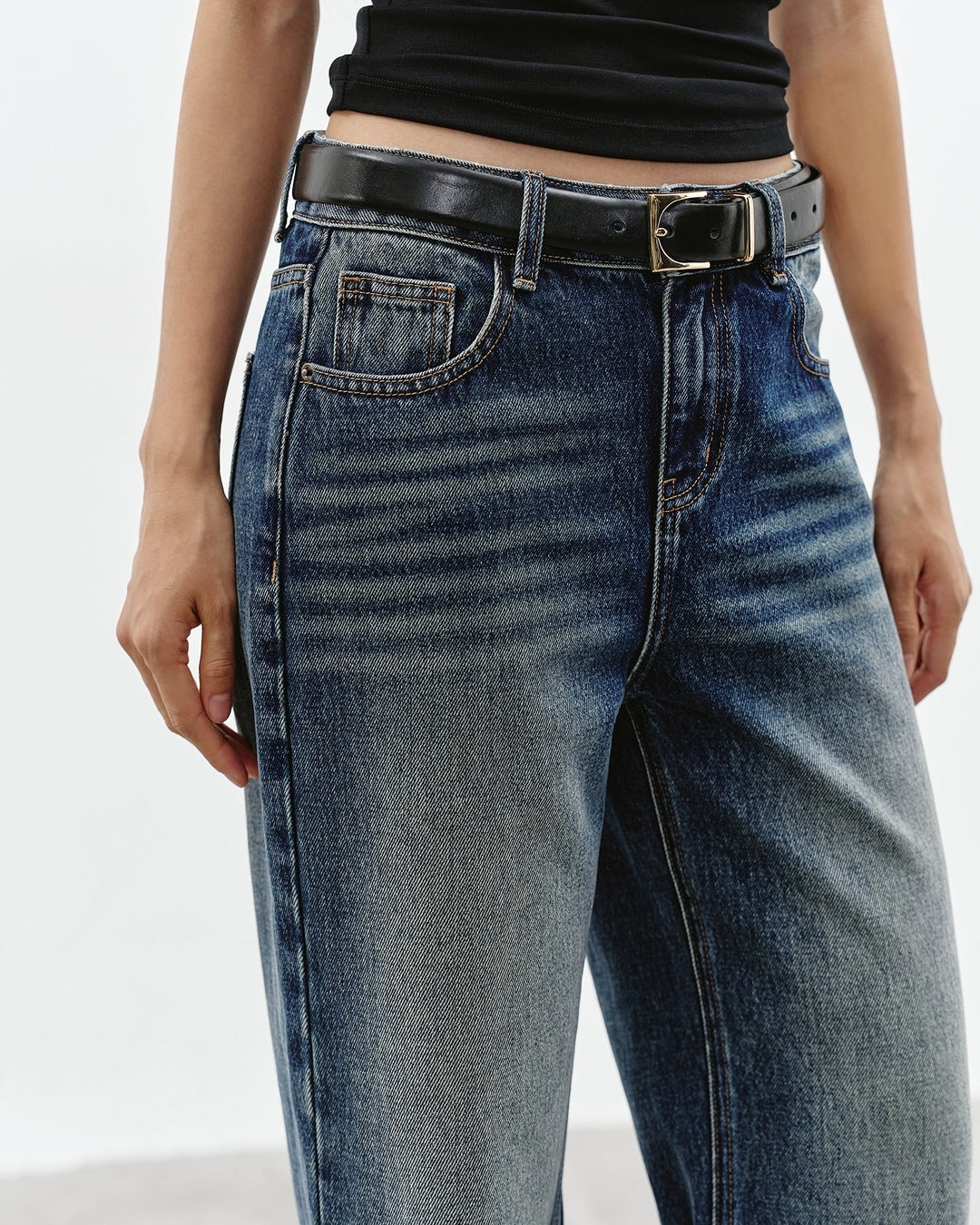 wash-finished straight leg denim pants【NINE0323】