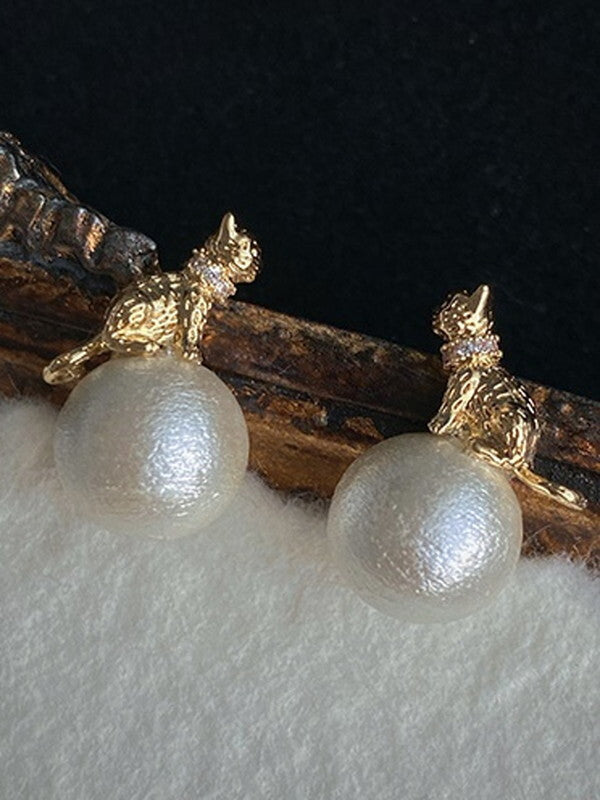 peart feminine cat pierced＆earrings【NINE6699】
