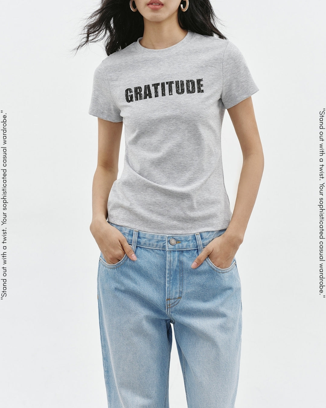 lettering print slim fit t-shirt 2color【NINE0354】