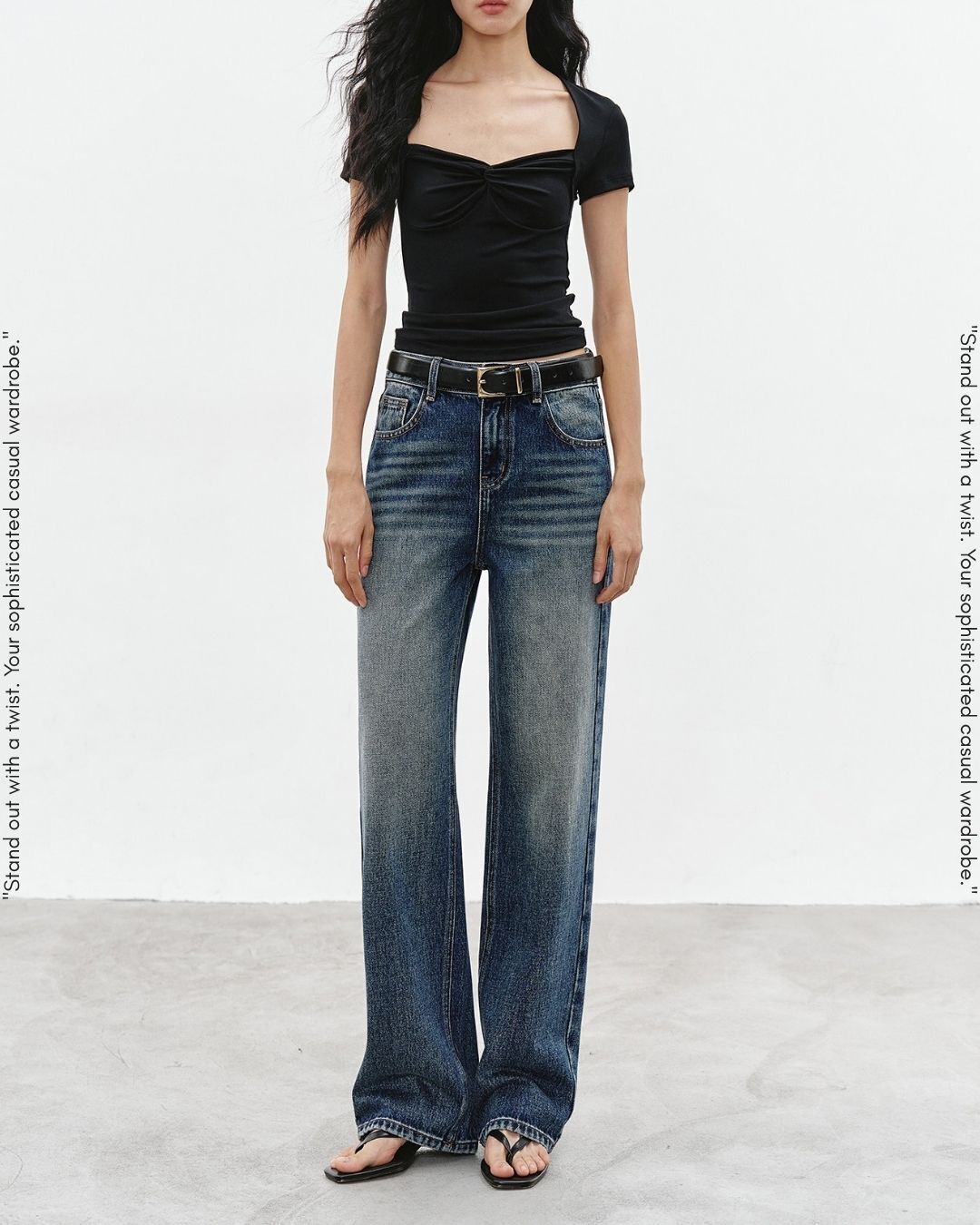 wash-finished straight leg denim pants【NINE0323】