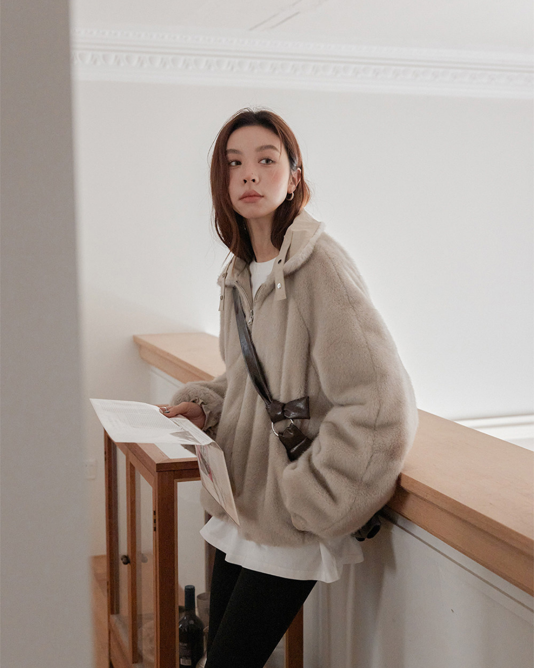 reversible fur collar jacket 1color 【NINE7280】
