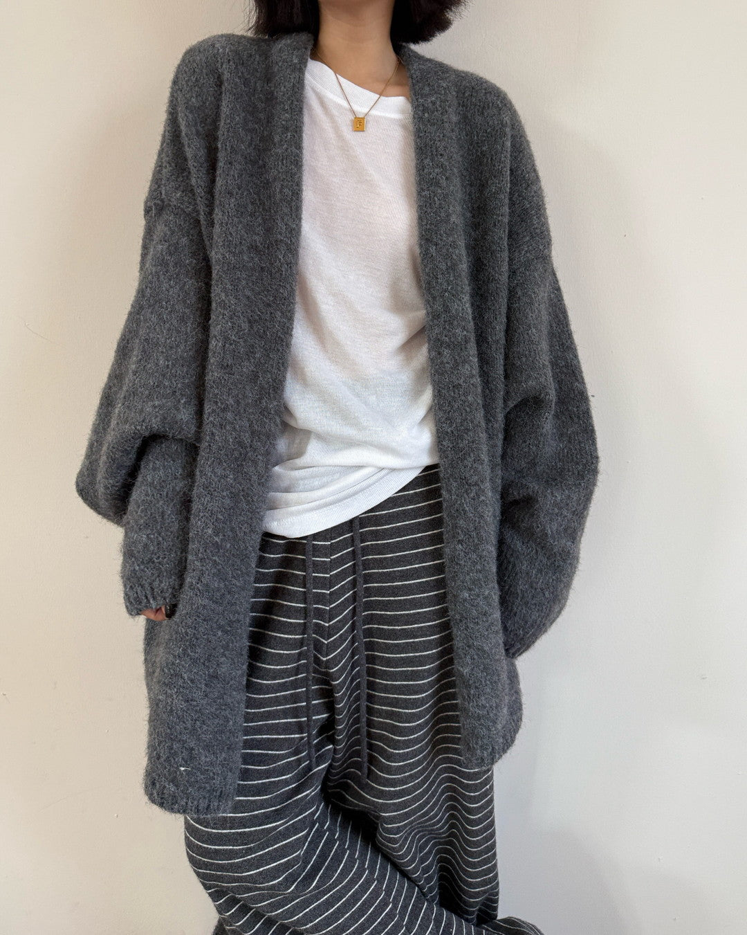 belted open front knit cardigan 2color 【NINE7272】