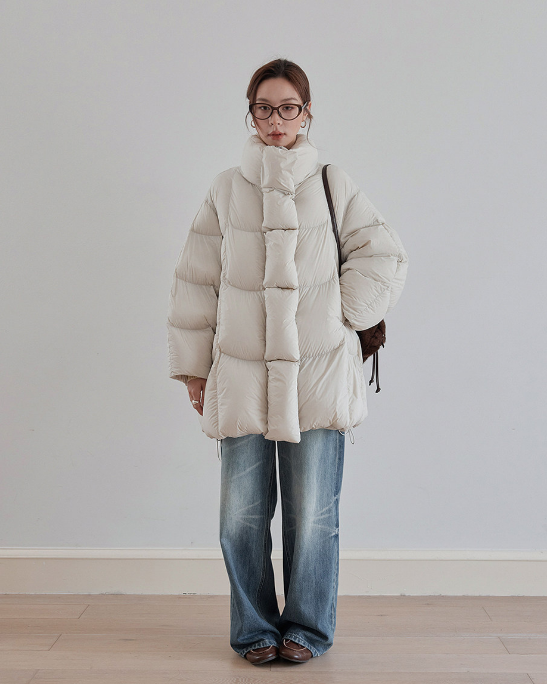 stand collar oversized puffer jacket 2color 【NINE7276】