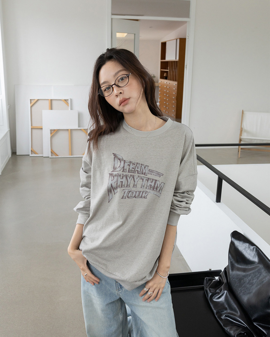 vintage print graphic oversized sweatshirt 2color 【NINE7292】