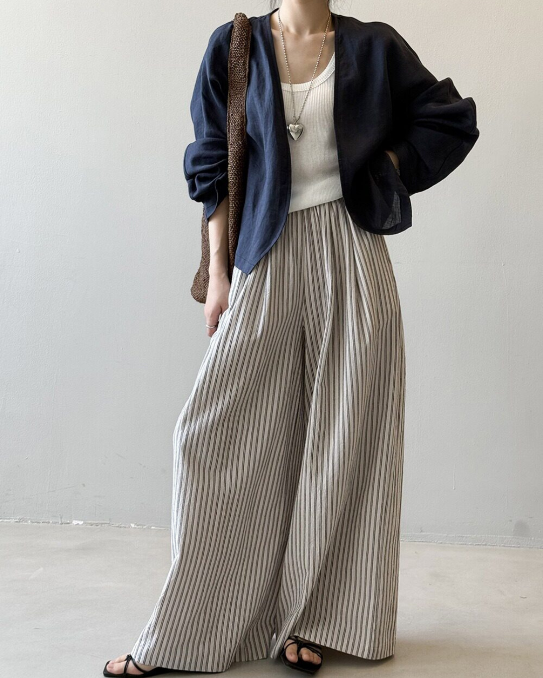 sheer open front loose cardigan 2color 【NINE7318】