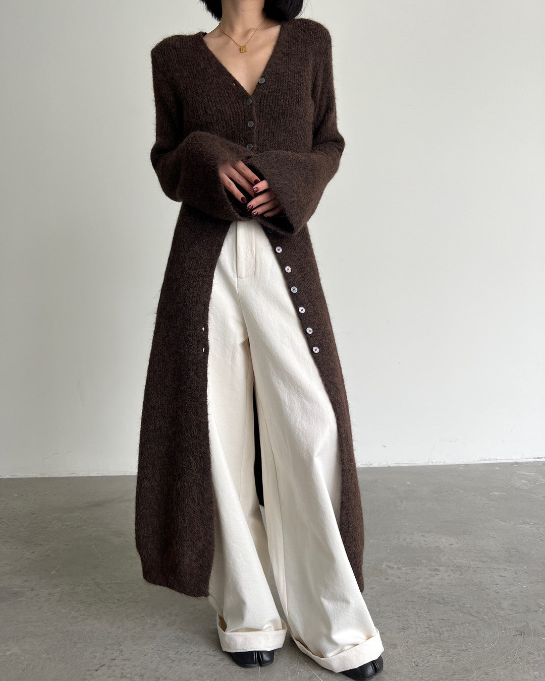 long slit button knit cardigan 2color 【NINE7273】