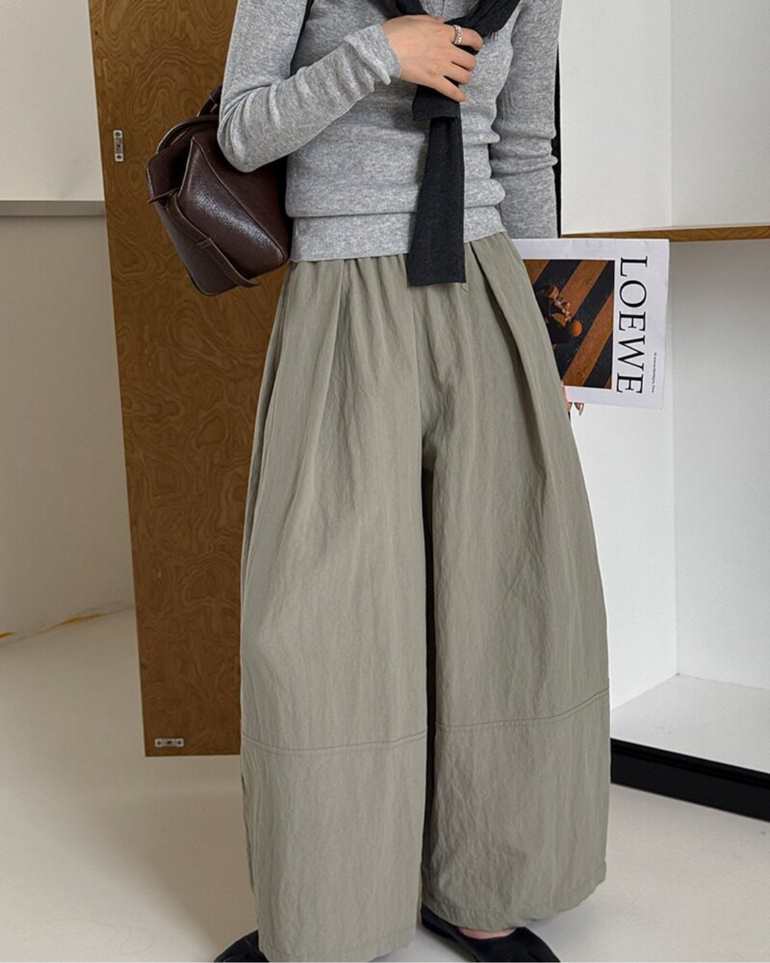 pleated seam balloon wide leg pants 3color 【NINE7323】