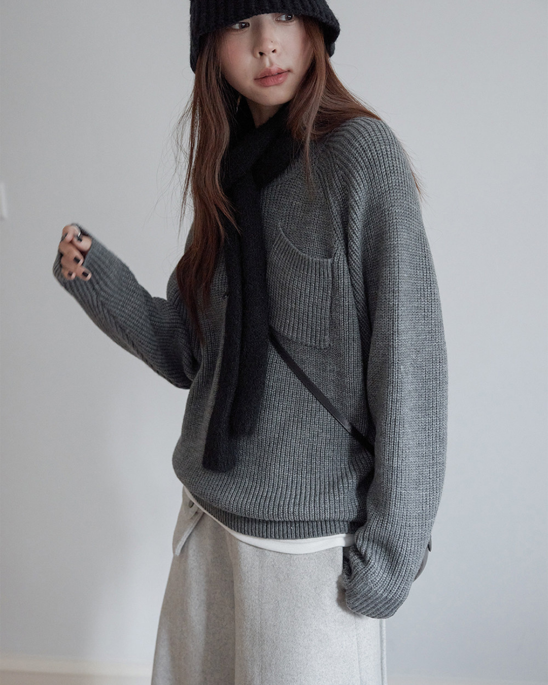 pocket detail loose knit sweater 3color 【NINE7283】