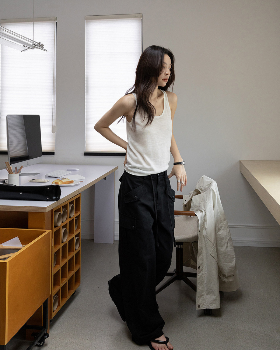 casual cargo wide leg pants 3color 【NINE7289】