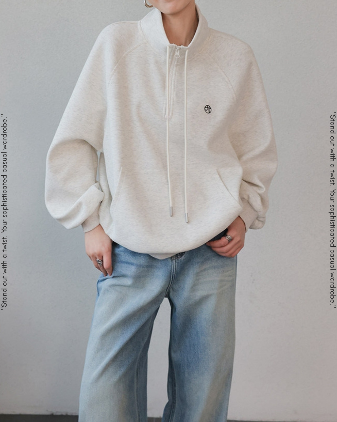 stand collar half-zip sweatshirt 2color【NINE0223】