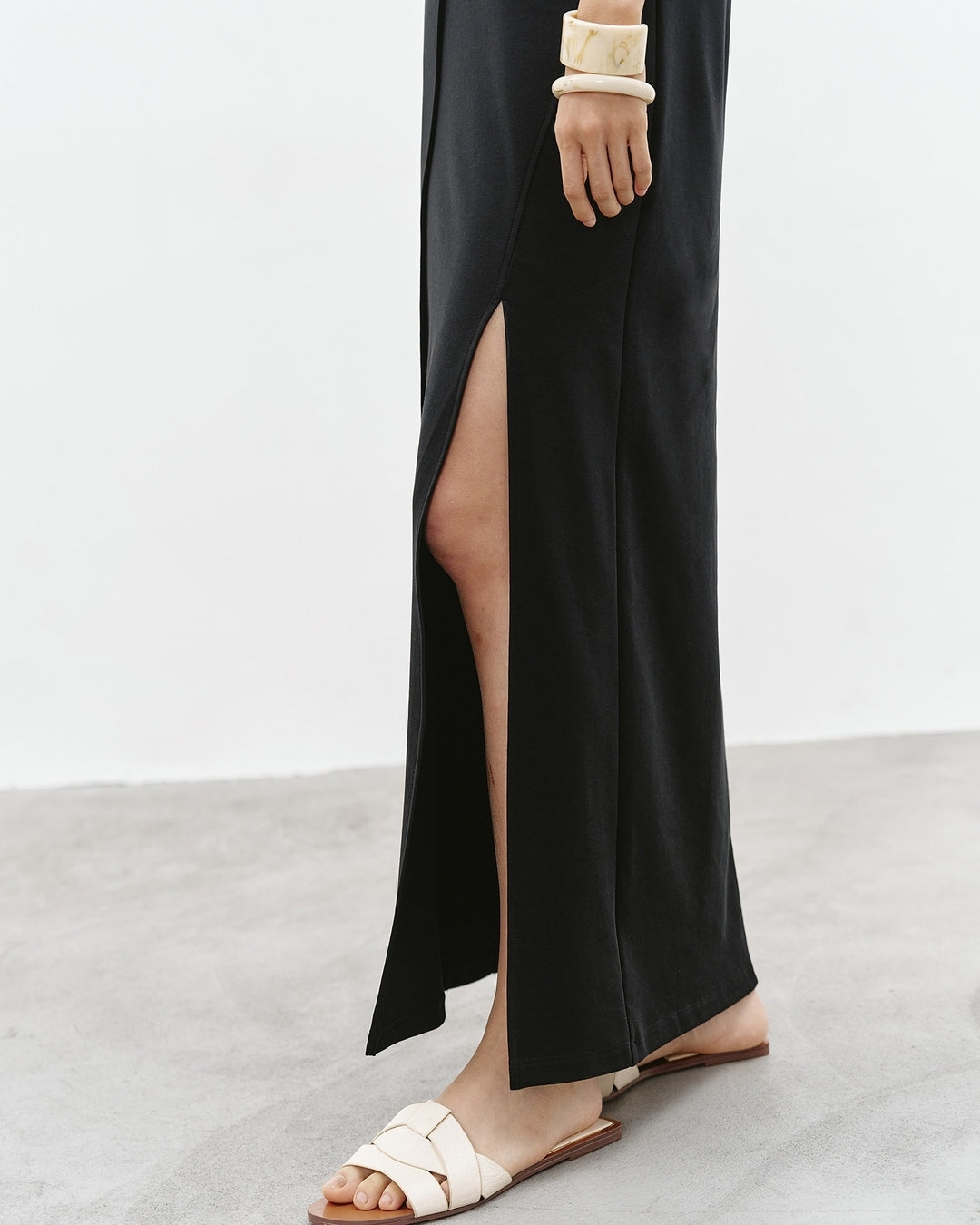 lined side slit one-piece【NINE0314】