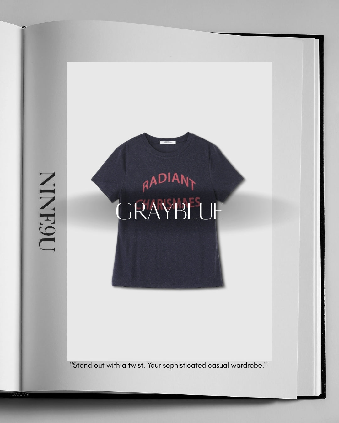 lettering print slim fit t-shirt 2color【NINE0350】