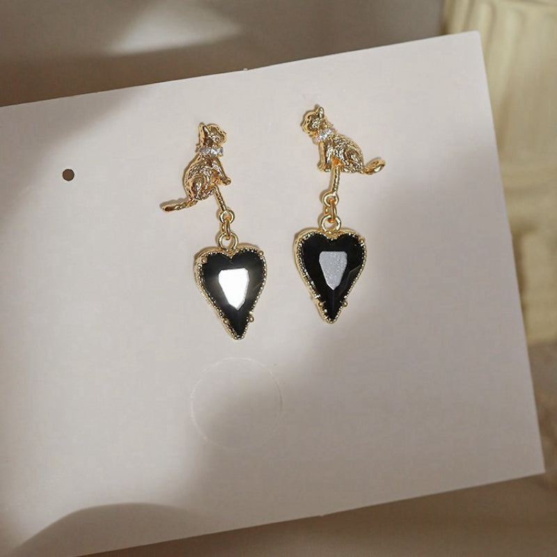 CAT black heart pierce【NINE1232】