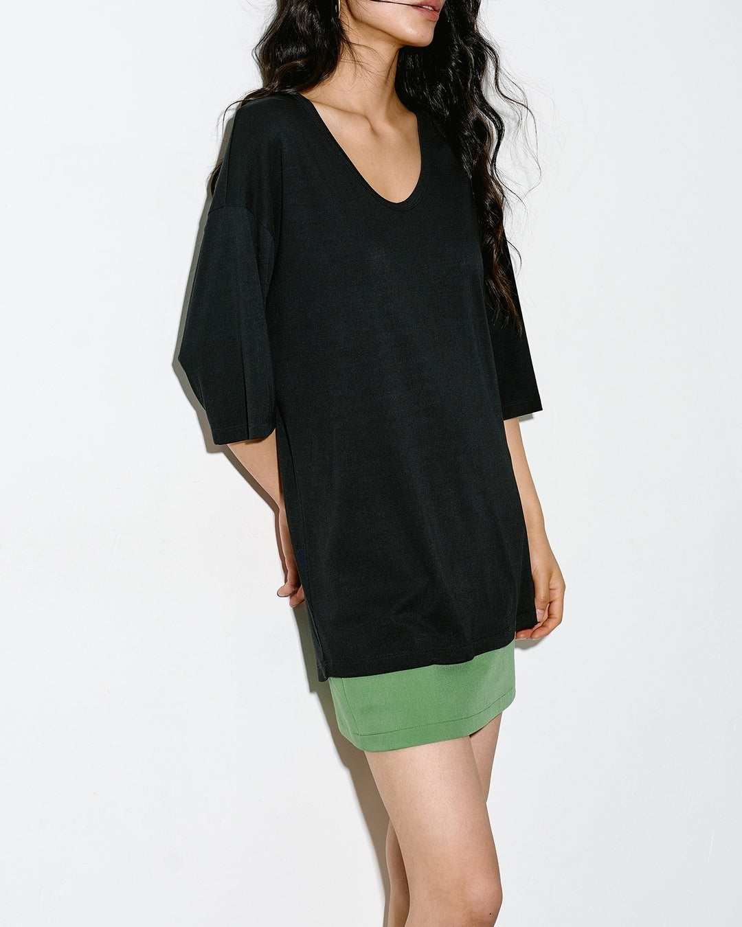 u-neck short sleeve t-shirt 2color【NINE0348】