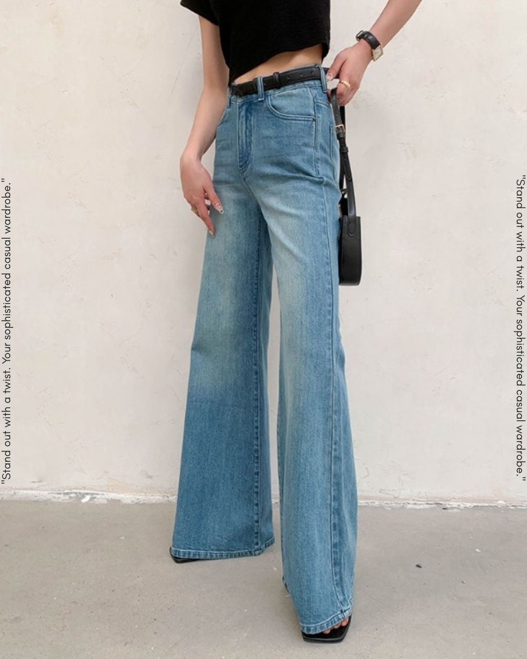 vintage-style wide-leg denim pants【NINE0219】