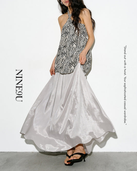 asymmetrical waist gathered skirt【NINE0347】