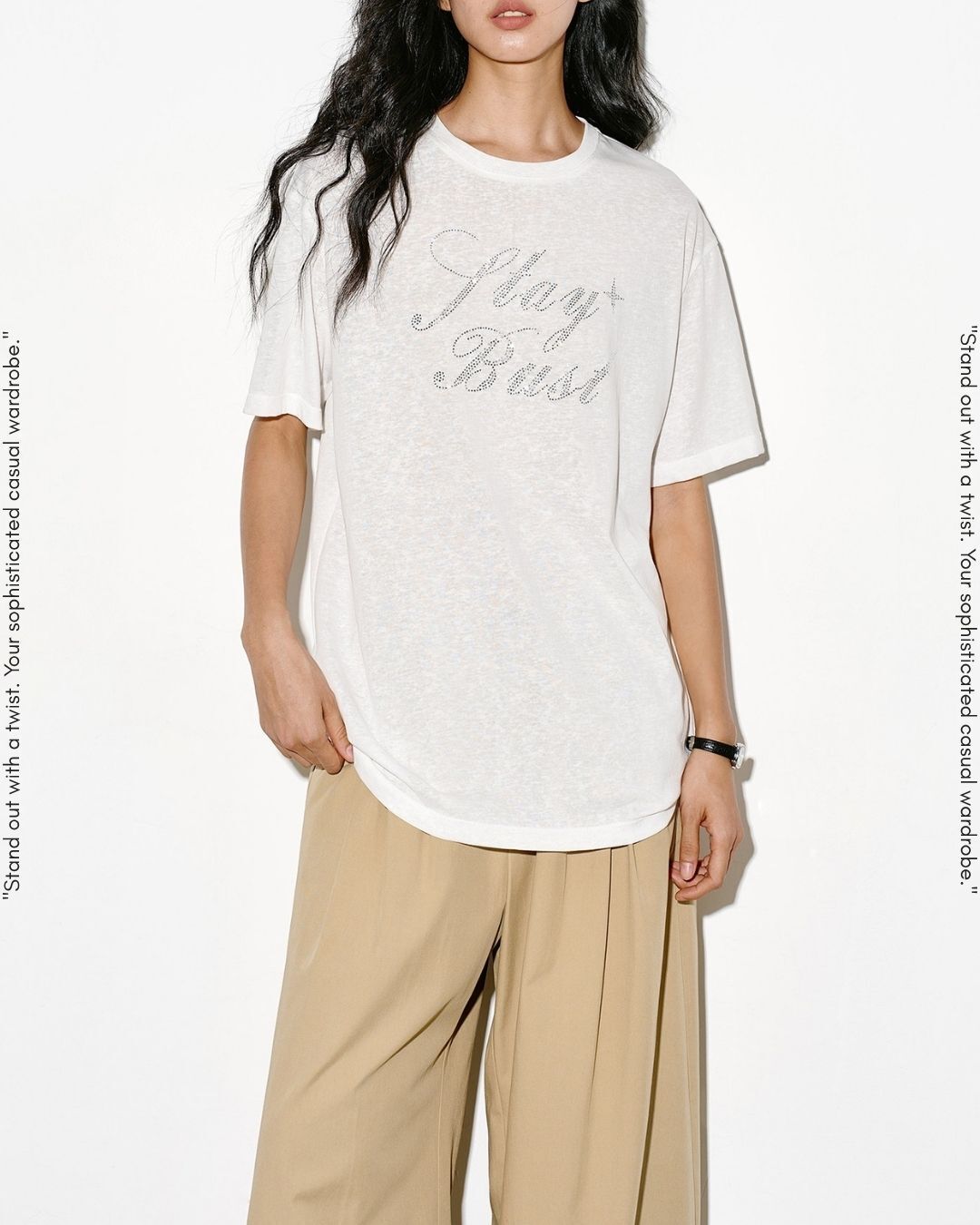 rhinestone logo t-shirt 2color【NINE0306】