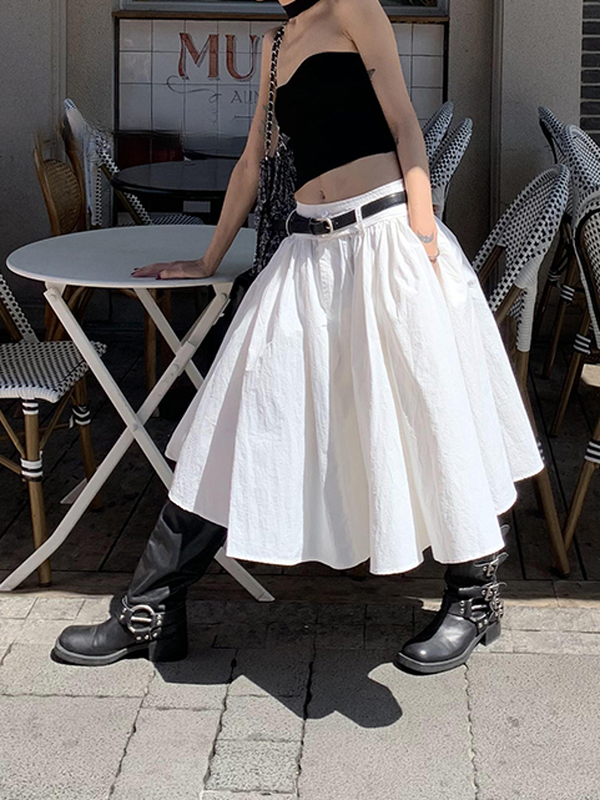 fluffily natural flare long-skirt【NINE8898】