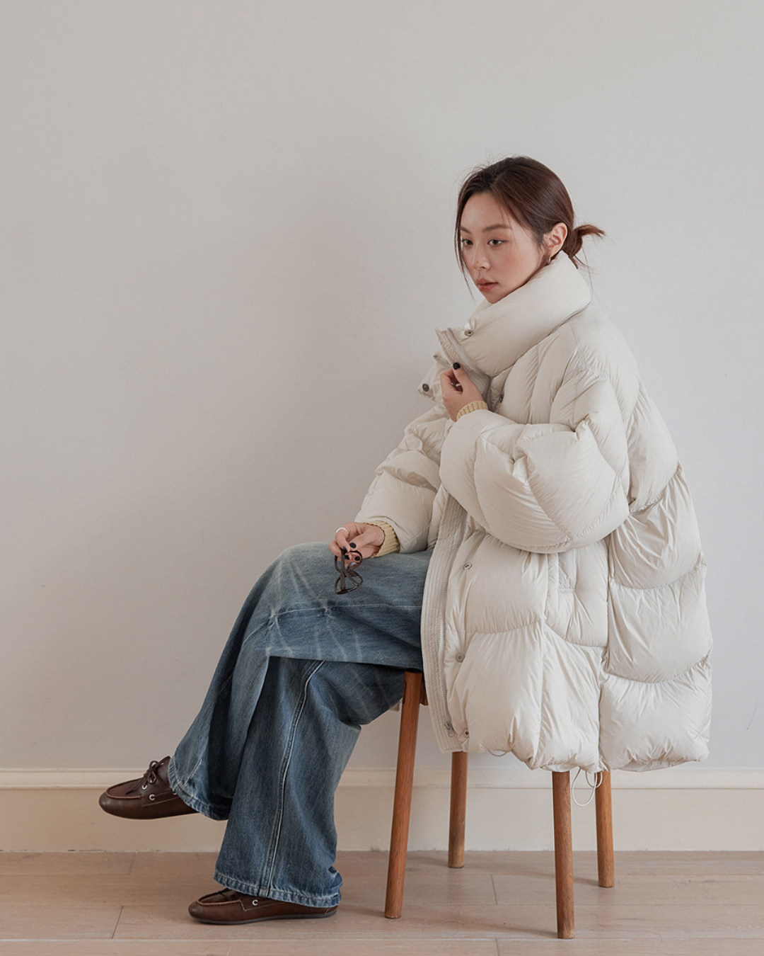 stand collar oversized puffer jacket 2color 【NINE7276】