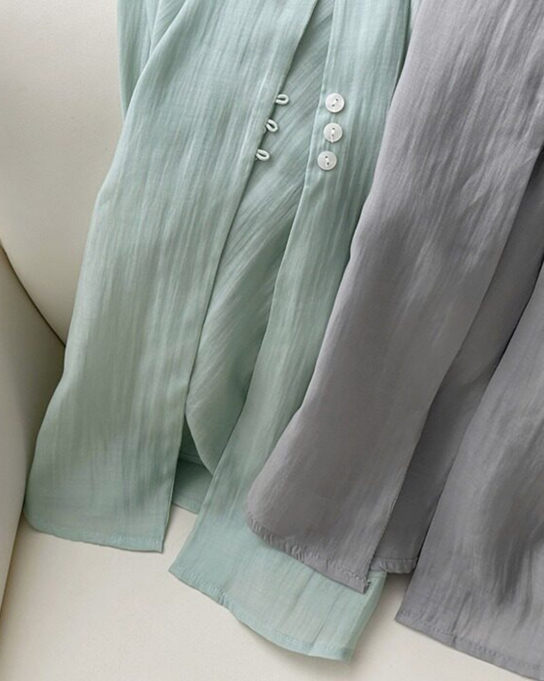 back button split sheer long sleeve shirt 5color 【NINE7319】