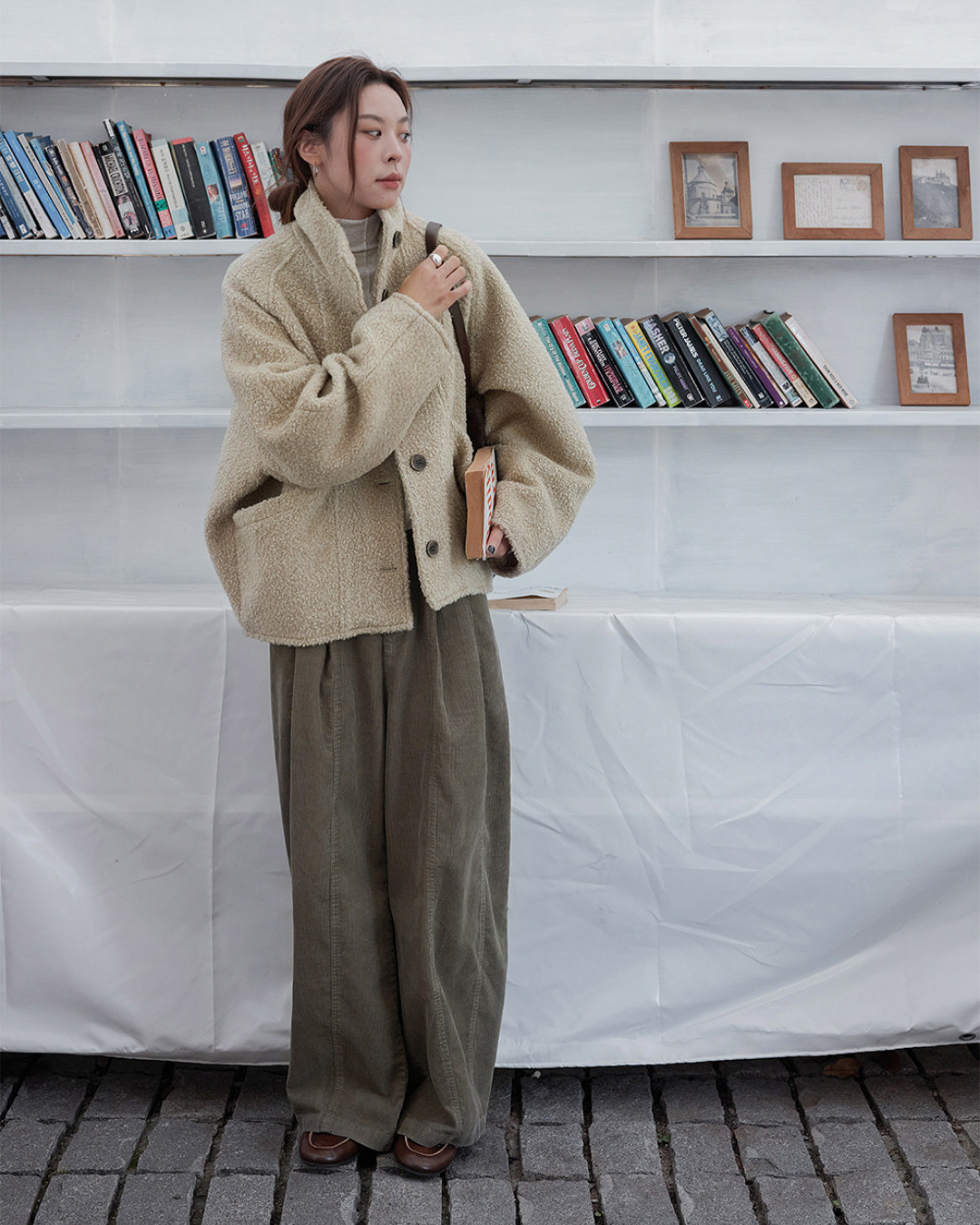 fuzzy stand collar fleece jacket 2color 【NINE7296】