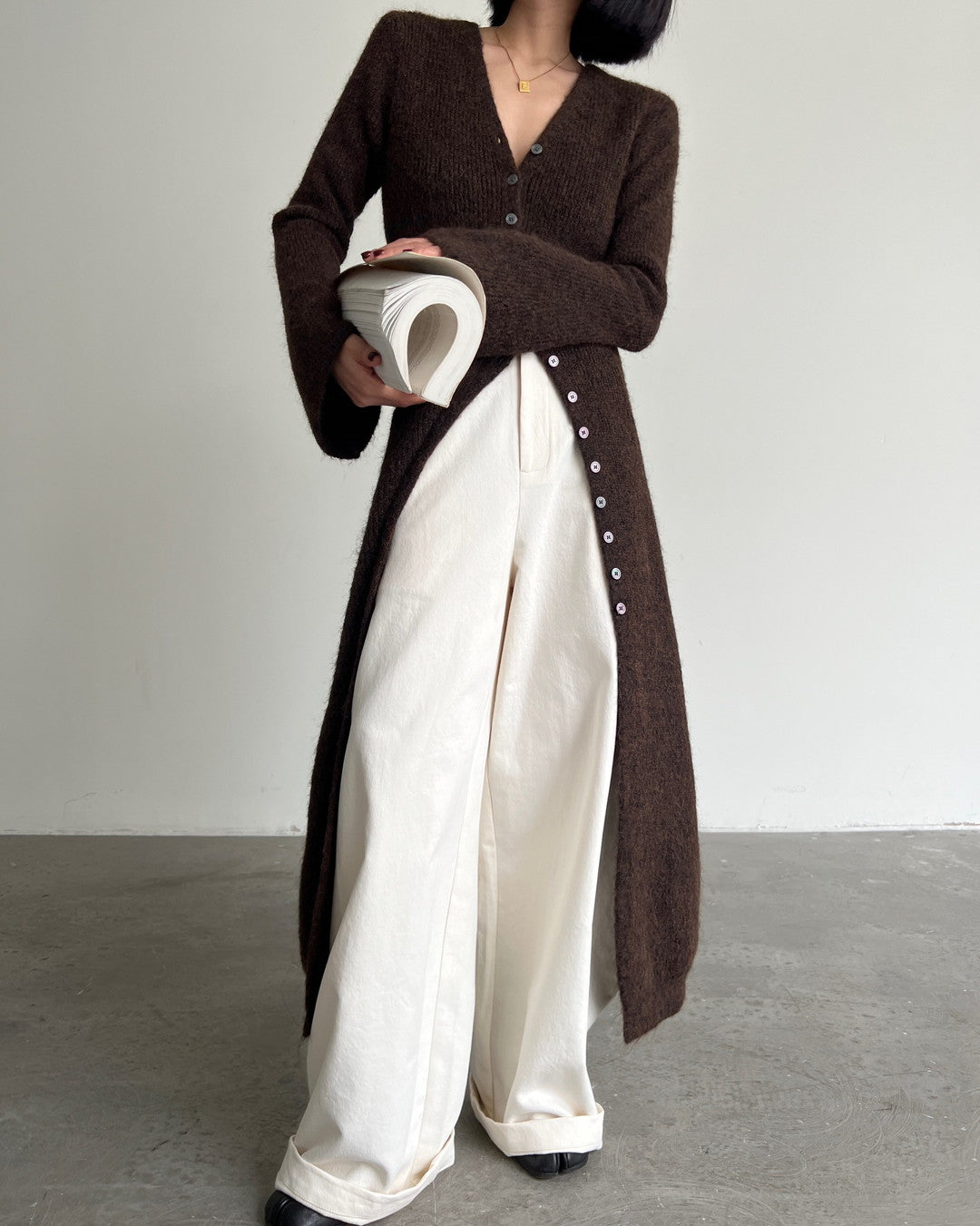 long slit button knit cardigan 2color 【NINE7273】