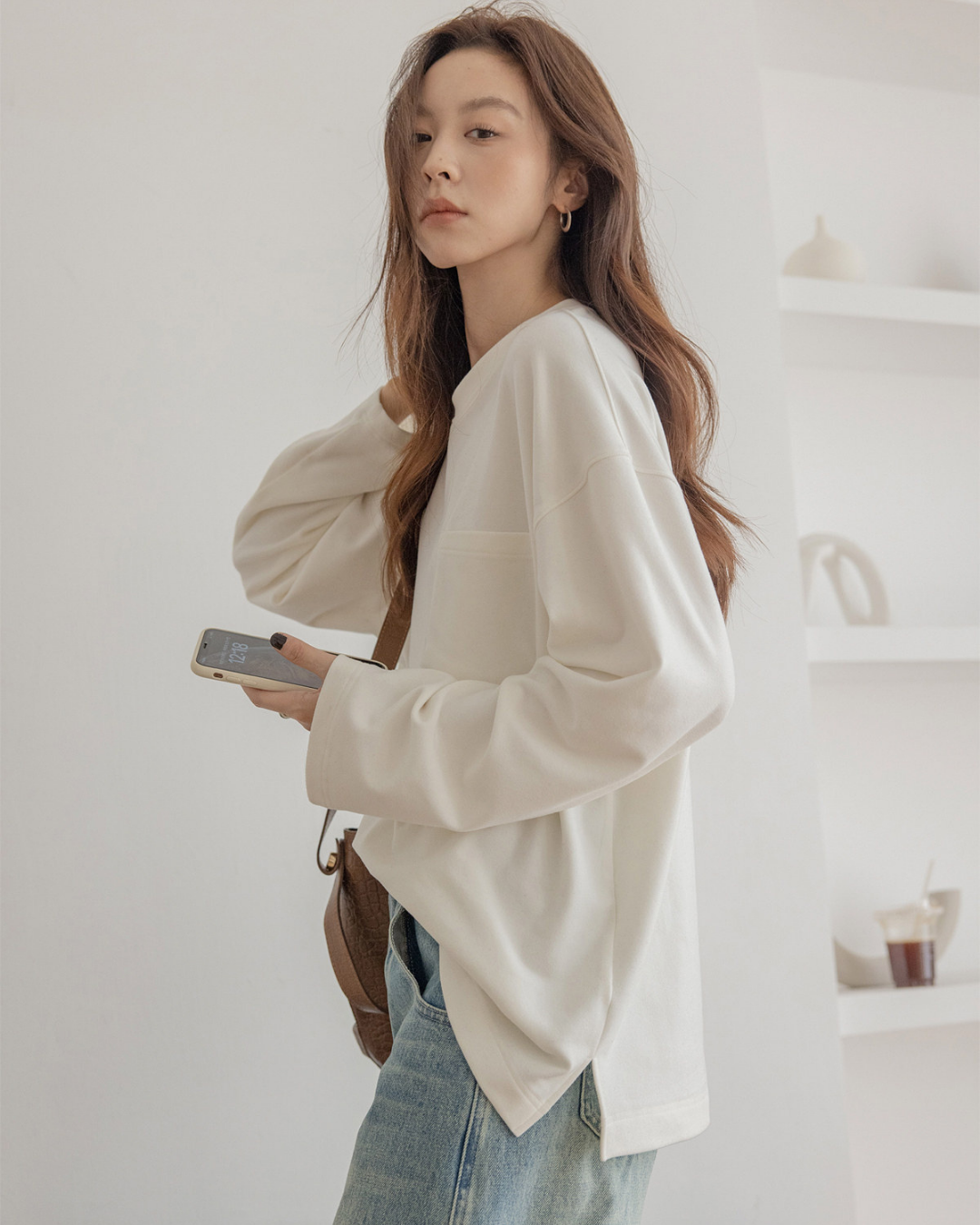 pocket tag long sleeve tshirt 1color 【NINE7301】