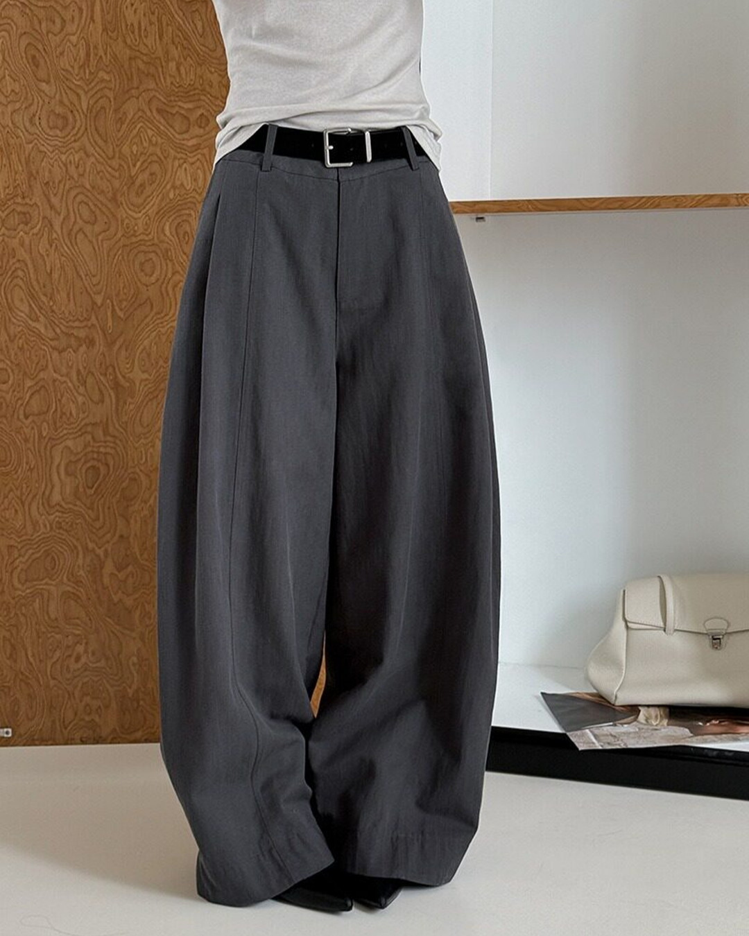 center seam wide leg slacks 2color 【NINE7313】