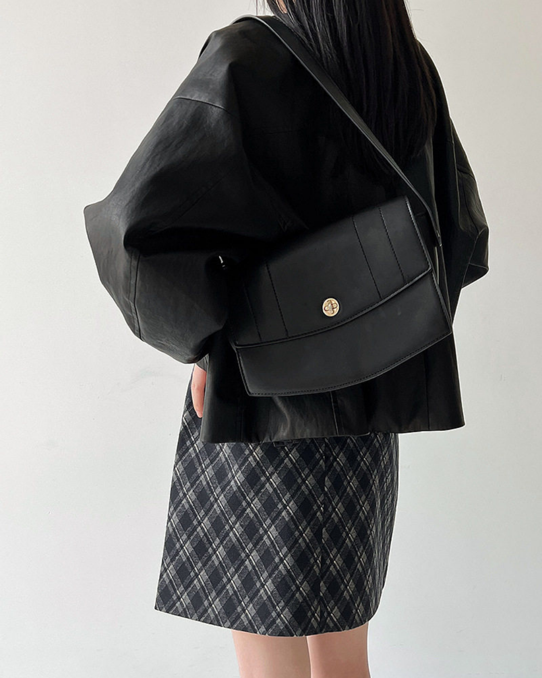 collarless faux leather relaxed jacket 1color 【NINE7327】