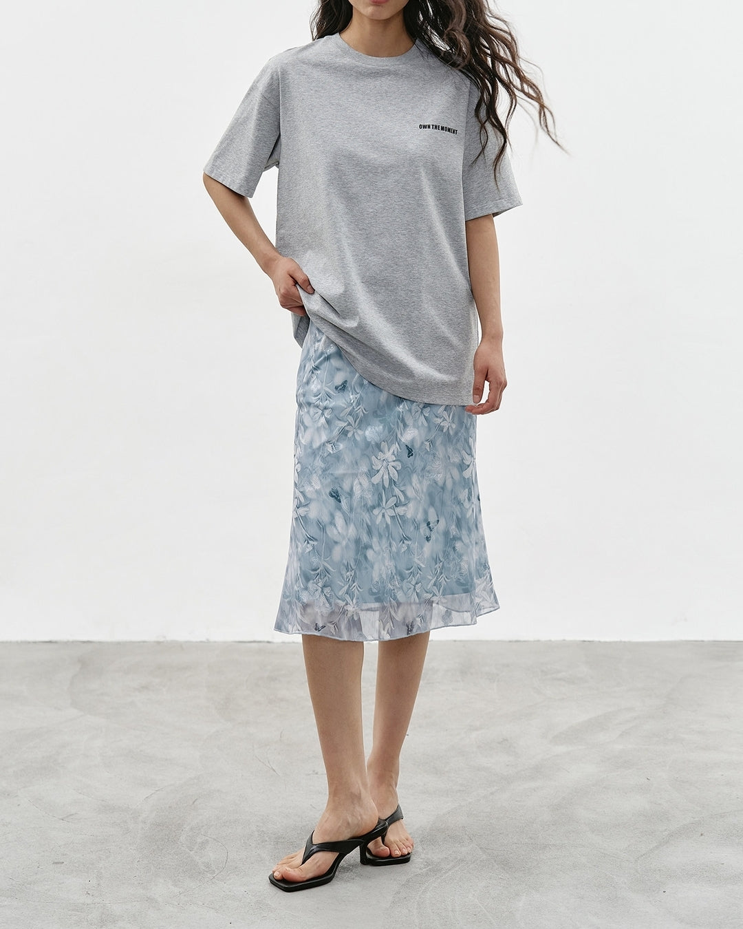 mini print oversized t-shirt 2color【NINE0349】