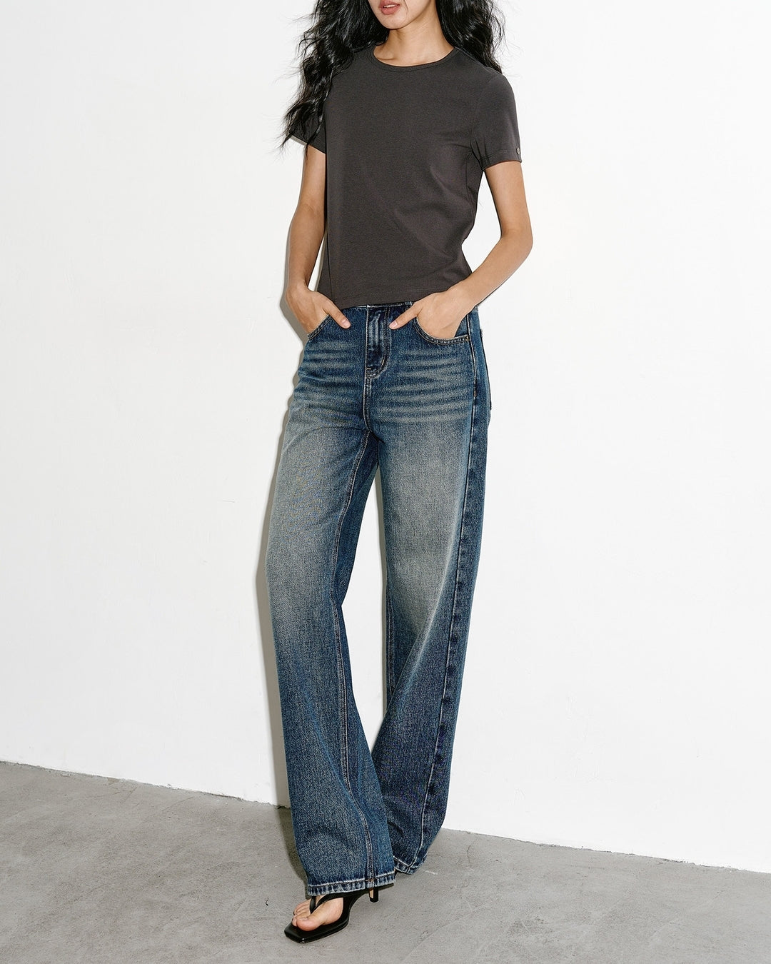 wash-finished straight leg denim pants【NINE0323】