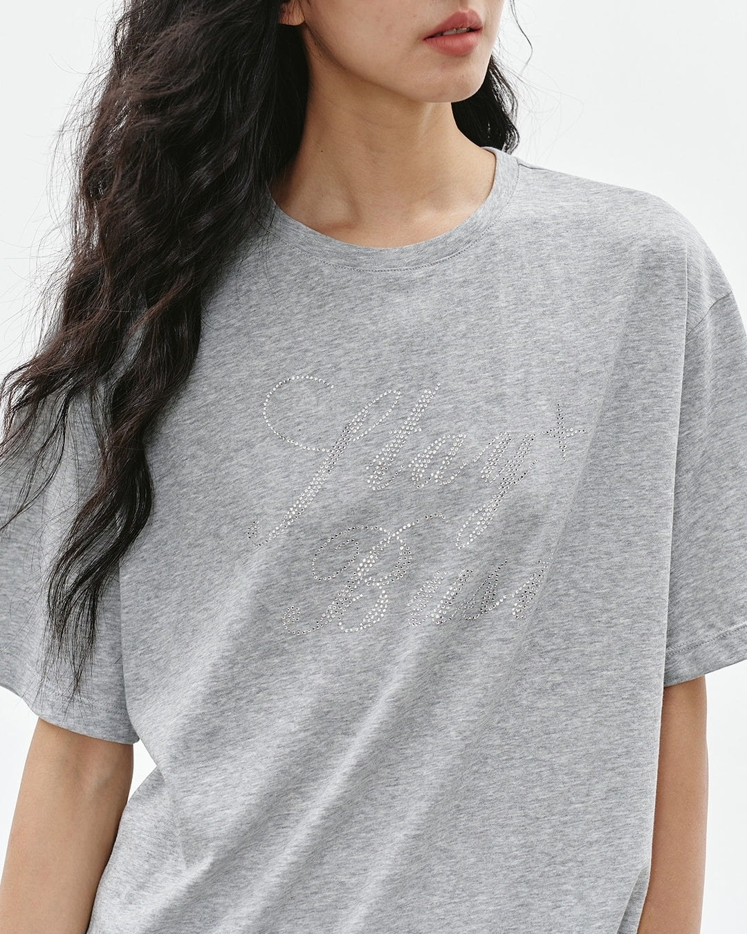 rhinestone logo t-shirt 2color【NINE0306】