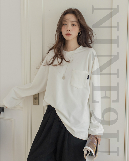 pocket tag long sleeve tshirt 1color 【NINE7301】