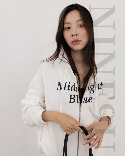 letter print zip up hoodie 3color 【NINE7291】