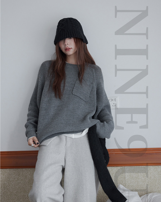 pocket detail loose knit sweater 3color 【NINE7283】