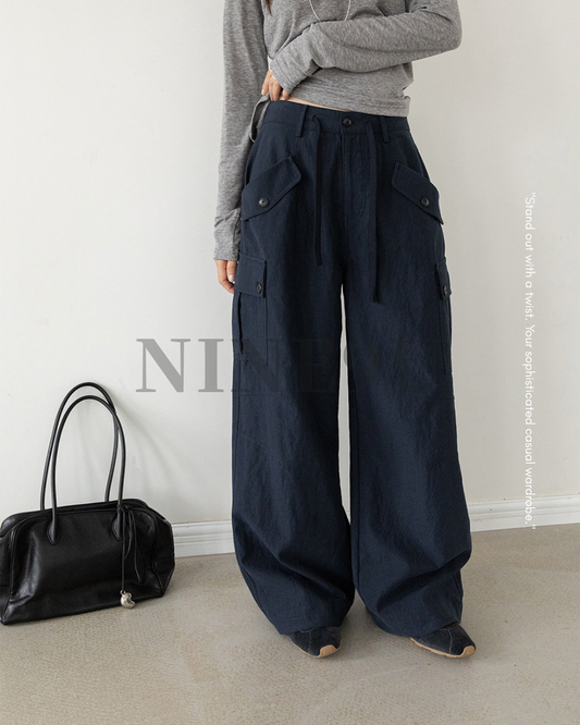 casual cargo wide leg pants 3color 【NINE7289】